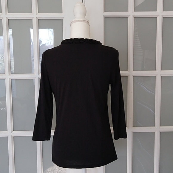 Talbots Petites Black Scoop Neck Blouse - Picture 4 of 10